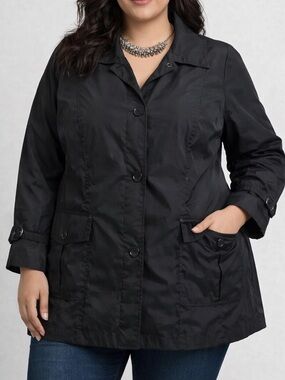 PENMANS Black Raincoat Rain Jacket Liked Snaps Details 1X